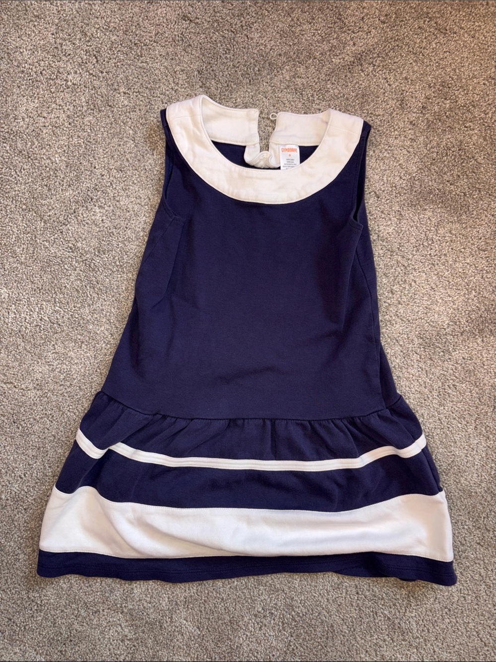 Nautical Navy and White Sleeveless Girls Dress